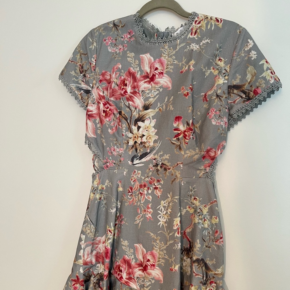 Zimmermann Soft Grey, Pink and Orange Pleated Sundress Resort Wear